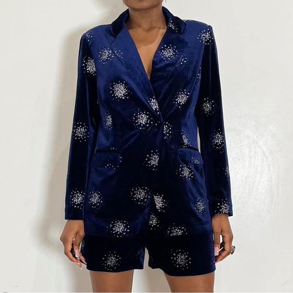 Navy Embellished Blazer & Shorts Set | Never Fully Dressed